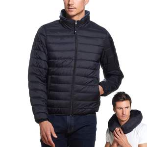 WARPRO INDUSTRY Men's Blue Collarless Puffer <b>Jacket</b> Waterproof Windproof Winter Casual Thick Polyester 300g Regular Fit - Product Image 4
