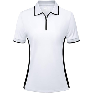 Camiseta Deportiva Corta para Mujer, de Alta Calidad, con Cierre, Elegante, Transpirable, de Secado Rápido, con Bloques de Color, Compresión, Poliéster y Algodón - Product Image 1