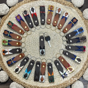 Stylish Handmade Western Leather Keychains Colorful Woven Embroidery Durable Car <b>Key</b> Holder Genuine Leather Fashion <b>Key</b> clip - Product Image 1