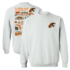 Sweat-shirt à col rond unisexe en coton molletonné avec impression avant et arrière de l'université A&M de Floride, vente en gros OEM - Product Image 1
