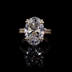 แหวนเพชรรูปไข่ 6.00 กะรัต เพชรเลี้ยงในห้องปฏิบัติการ สี F ความสะอาด VS2 ทอง 18K สำหรับแหวนหรูหราที่ได้รับการรับรอง เหมาะสำหรับงานแต่งงานและของขวัญหมั้น - Product Image 1