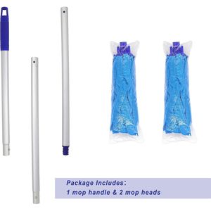 Mop Monopolare con Due Testine in Microfibra Blu Include 1 Manico e 2 Testine di Ricambio - Product Image 2