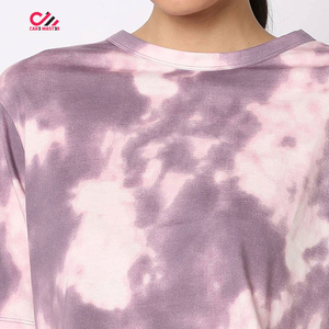 Camiseta Corta de Mujer CARE MASTER, Tie Dye, Cuello Redondo, Manga Corta, Ajuste Holgado, Tejido Transpirable, Informal, para Primavera/Verano - Product Image 6