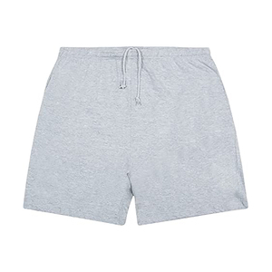 Shorts décontractés gris en coton pour hommes avec cordon de serrage, respirants, taille mi-haute, tricotés, couleur unie, disponibles à la vente en ligne - Product Image 1