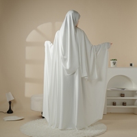 Ensemble Abaya 5 Pièces pour Femmes Musulmanes – Robe de Soirée/Formelle Anti-Plis en Satin Uni Coupe Droite avec Niqab-Hijab Intégré