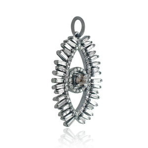 Colgante de plata 925 oxidada con diamante natural baguette, joyería fina al por mayor, colgante unisex - Product Image 2