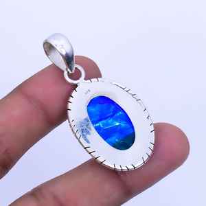 Pendentif opale triple australien en argent sterling 925, bijoux faits main style bohème, cadeau original pour femme - Product Image 6