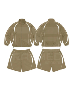 2026 Trending Unisex Light Blue Tracksuit 2 Piece Zipper Jacket <b>Shorts</b> Set Sporty Style Breathable 100% Nylon Adult Spring Wear - Product Image 3