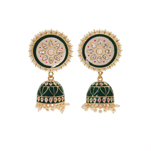 Pendientes de Perlas Geométricas AAAAA Blancas, Oro de 14K, Kundan Jhumki para Bodas y Fiestas - Product Image 3