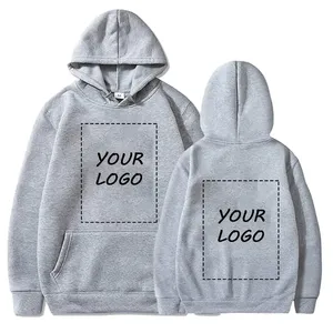 เสื้อฮู้ดผู้ชายแบบสวมหัว ผ้าโพลีเอสเตอร์/คอตตอน สีเทาล้วน ปักเลื่อม ระบายอากาศได้ดี พิมพ์ลายดิจิทัลสำหรับฤดูหนาว รับสกรีนโลโก้ตามแบบ - Product Image 2