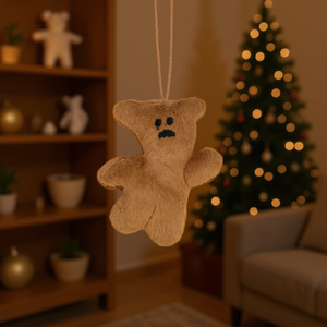 Ornamento Orsacchiotto ILAN 6x10cm Decorazione in Pelliccia Sintetica - Product Image 2