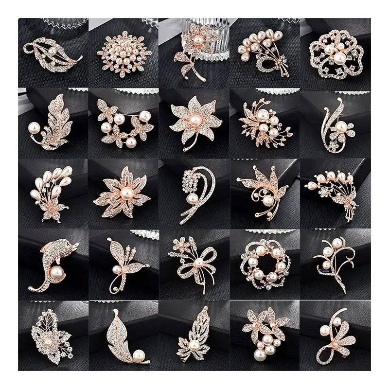 Brooches Luxury Rose Gold Rhinestone Crystal Flower Women Wedding Bridal Party Brooch Pins