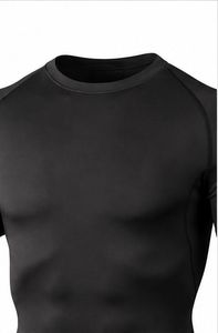 <b>Men's</b> Black Short Sleeve <b>Compression</b> <b>Shirt</b> Crew Neck Fitted Moisture Wicking Quick Dry Breathable Polyester Sport Top - Product Image 2