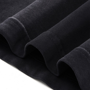 Camiseta Negra de Alta Calidad, Oversize, Algodón Grueso de 280 g/m², Estilo Vintage Desgastado por el Sol, Camisetas para Hombre - Product Image 6