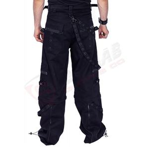 Pantalon cargo en denim noir gothique fait main - Cyberpunk Tech-Wear avec chaînes - Pantalon noir gothique pour hommes - Product Image 2