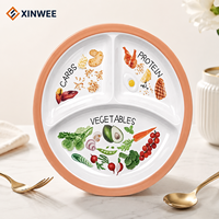 Assiette en céramique à 3 compartiments avec design de contrôle des portions, assiette en céramique personnalisée pour la maison, la restauration, la vente en gros de vaisselle