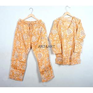 Conjunto de Pijamas de Verano para Mujer, Elegante, Cómodo, de Algodón, Cuello en V, Largo, Transpirable, Ecológico, Suave, de 2 Piezas, Lavable a Máquina - Product Image 6