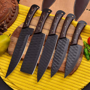 Ensemble de couteaux de chef en acier inoxydable avec revêtement en poudre, manche en bois de wengé, couteau forgé, fabrication directe d'usine - Product Image 6