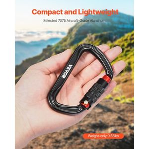 Moschettone da Arrampicata a D con Chiusura Automatica, Professionale, Resistente, 30 KN/6744 Libbre, Set da 3 Pezzi - Product Image 4