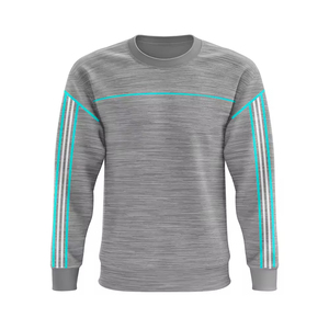 Sudadera Deportiva para Hombre, Gris, con Rayas Turquesa, Ropa Deportiva de Alta Calidad al por Mayor, Sudadera con Cuello Redondo para 2026 - Product Image 1