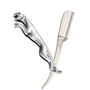 Rasoir manuel pliant professionnel à lame en acier inoxydable, manche en bois, à une seule lame, réutilisable, outil de toilettage personnel, OEM - Product Image 1