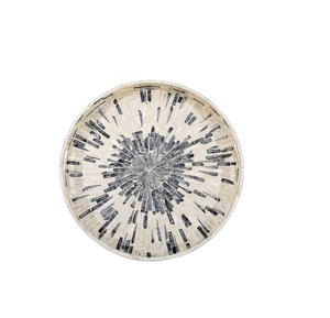 Bandeja de nácar para exportación, hecha a mano, con incrustaciones de concha en forma de estrella gris oscuro, bandeja organizadora redonda para decoración de mesa otomana - Product Image 4