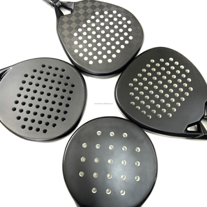 Raqueta de Pádel Profesional de Fibra de Carbono Plateada 18k, Personalizada, de Espuma EVA Antideslizante, Ligera, Duradera, Superficie Rugosa, Negra, 38mm, 360g - Product Image 6
