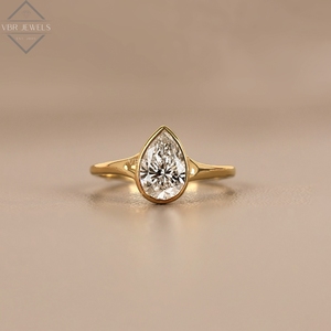 Elegant Yellow Gold Solitaire Diamond <b>Ring</b> Minimal <b>Thin</b> Band Engagement Wedding Jewelry Gift Supplier For Women Bridal Luxury - Product Image 1