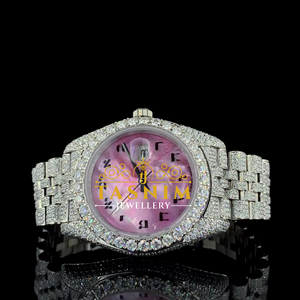 Nouvelle montre automatique en quartz avec verre mélangé, date, diamants Moissanite qualité VVS, style sport, mode, hip-hop, bicolore jaune - Product Image 1
