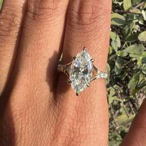 Bagues de fiançailles vintage solitaires en or massif 14k 18k avec diamant de laboratoire taille marquise de 3 carats, bijoux fins de mariée, vente en gros - Product Image 4
