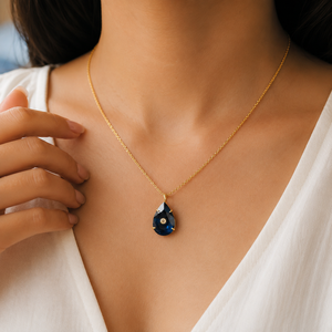 Nouveau design, bijoux tendance uniques et élégants, pierre précieuse hydro quartz, pendentif en zircon cubique en forme de larme, plaqué or 18 carats, cadeau pour elle - Product Image 5