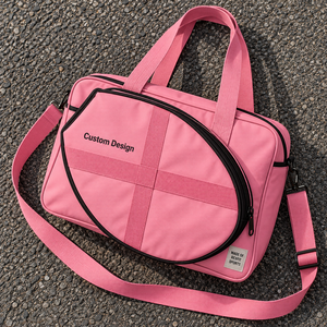 Sac de raquette de squash personnalisé avec fermeture éclair incurvée sur le devant, compartiment de rangement, bandoulière amovible et doubles poignées robustes pour clubs - Product Image 1