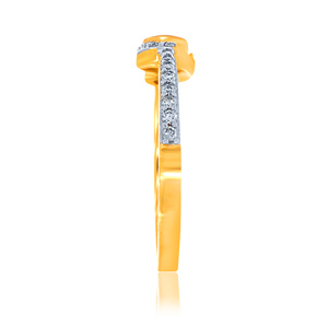 Bague chic en or jaune 18 carats avec un motif en spirale fluide et des diamants brillants, accessoire sophistiqué pour femme - Product Image 3