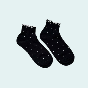 JZVINA Cute Dot Ruffle <b>Women's</b> Spandex/Nylon/Cotton Ankle <b>Socks</b> Cuff Breathable Elegant Jacquard Sweat-Absorbent Snagging - Product Image 1