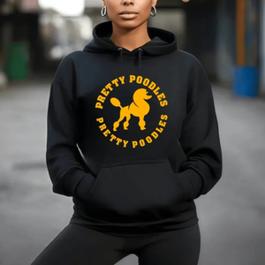 PRETTY POODLES Sweat à capuche imprimé graphique pour femme, noir, décontracté, streetwear tendance, vêtements personnalisés - Product Image 1