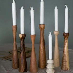 <b>Wooden</b> Candle Stick Holder Natural Finish Round Base <b>Home</b> <b>Decoration</b> - Product Image 6