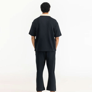 Men's Casual Vacation Matching Outfit 100% Cotton <b>Camp</b> Collar <b>Shirt</b> and Elastic Waist Full Length Comfort Pants Set - Product Image 2