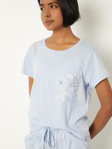 Women’s Casual Printed Cotton Pajama Set Round Neck Half Sleeve Top with <b>Pyjama</b> Bottom Sleepwear - Product Image 4