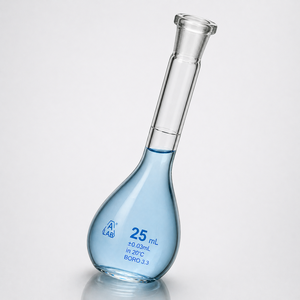 Fiole volumétrique en verre borosilicate de 25 ml, résistante à la chaleur, pour laboratoire, avec bouchon en verre interchangeable - Product Image 5