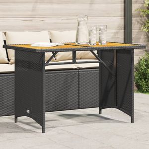 Tavolo da giardino in Poly Rattan nero con 43.3 in legno \ "x26.8 \" x27.6 \ "tavoli da esterno - Product Image 1