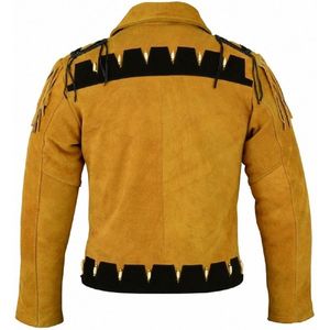 Veste de cowboy western en daim brun avec franges, manteau bicolore style ranch et rodéo vintage, veste pour homme, vêtement extérieur en cuir personnalisé - Product Image 2