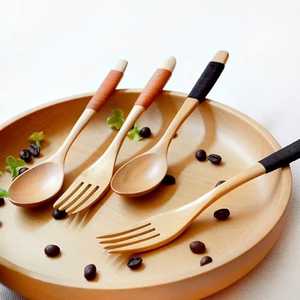 Juego de Mini Cucharas de Madera Natural para Postre y Tenedores para Pastel - Cucharitas Pequeñas Envueltas en Hilo para Degustación, Café, Té y Aperitivos - Product Image 2