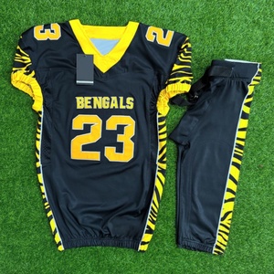 Ensembles d'uniformes de football américain personnalisés avec logo couleur, grande taille adulte, 100 % polyester, respirants, séchage rapide, imprimés par transfert thermique 3D - Product Image 6
