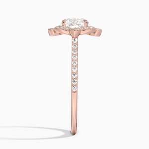 Anillo de Alta Gama con Zafiro Natural y Diamante Cultivado en Laboratorio con Halo Reina en Oro Rosa de 14K, Joyería Fina - Product Image 2