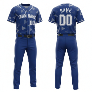 Ensemble d'uniformes de baseball personnalisés à manches courtes, maillot imprimé et pantalon 100 % polyester, séchage rapide, respirant, toutes saisons, sports d'équipe - Product Image 5