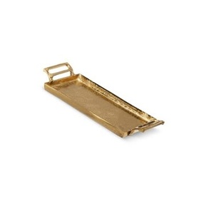 Bandejas de Servir de Metal Chapado en Oro Sólido con Asas, Diseño Rectangular para Uso Residencial, Acabado Pulido, Juego de Tres - Product Image 5