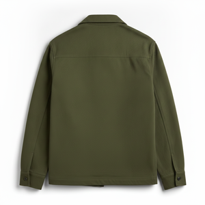 Chemise-veste de travail en toile olive pour homme avec logo brodé et poches poitrine, col rabattu, coupe classique, style automne - Product Image 3