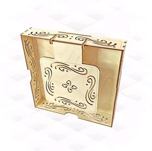 Boîte à mouchoirs décorative classique en bois, porte-serviettes découpé au laser, distributeur de serviettes ornemental pour la maison, la salle de bain, la chambre d'hôtes - Product Image 1