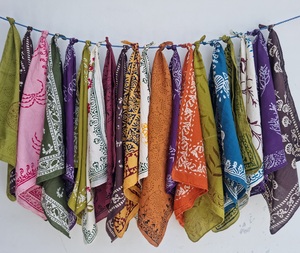 Handmade Cotton Bandana Block Print Scarves Boho <b>Head</b> <b>Wrap</b> Indian Floral Bandanas Assorted Hair Scarves Summer Fashion Scarves - Product Image 1