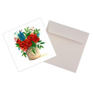 Wholesale Handmade Quilling <b>Card</b> Red Rose Flower Bouquet Custom Floral 3D Luxury Paper Art Greeting <b>Card</b> OEM/ODM Supplier - Product Image 5